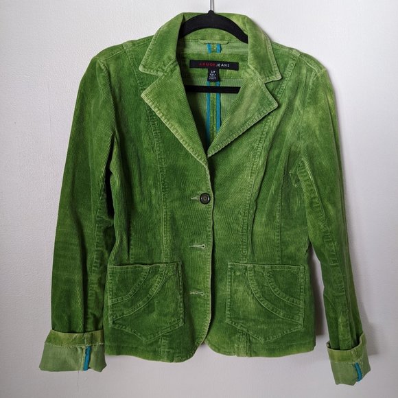 Armor Jeans Green Corduroy Blazer Sz S - Picture 1 of 4